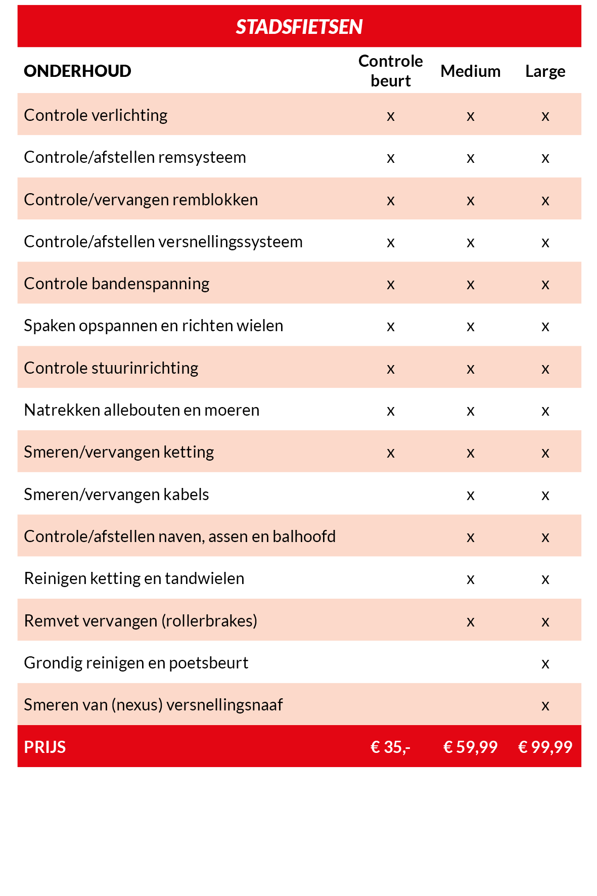 Onderhoud stadsfietsen